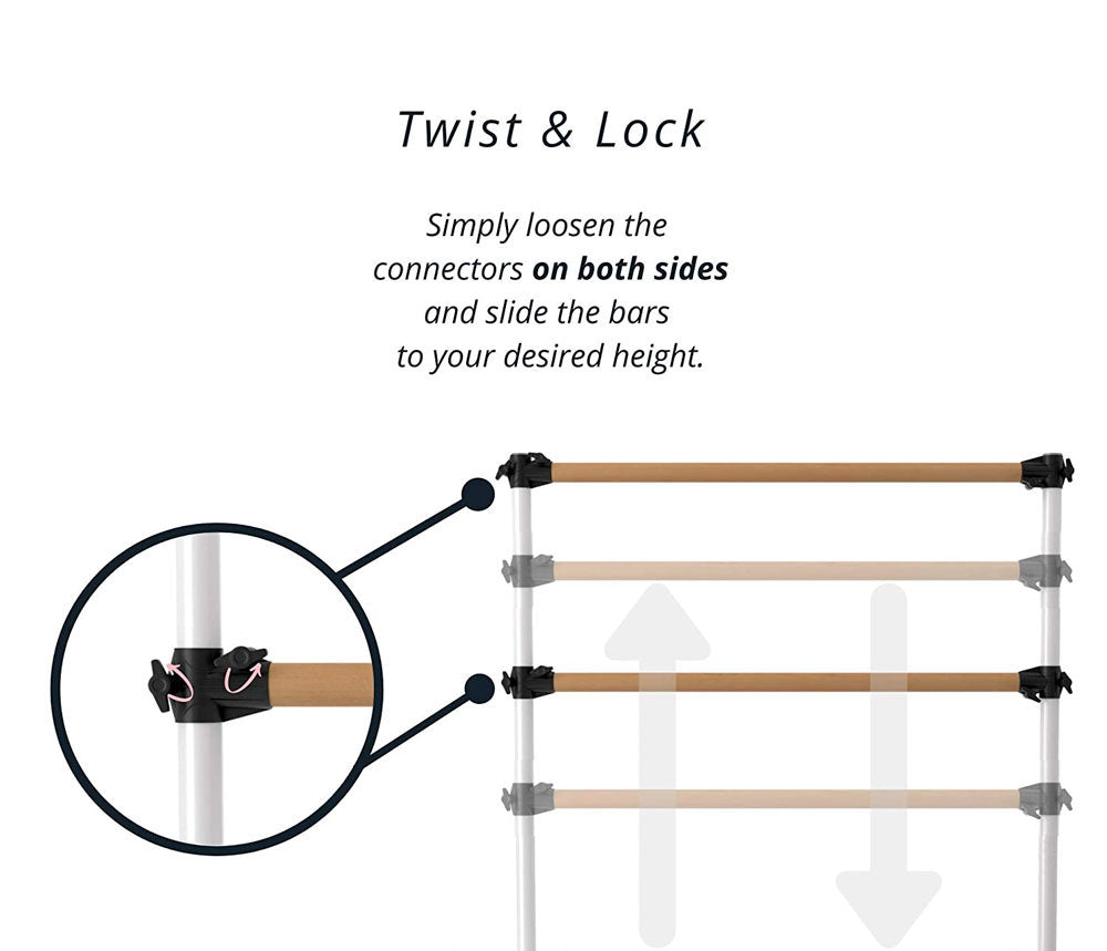 Double Ballet Barre Portable Ballet Barre - Folds Flat, Portable, Home Fitness Exercise Barre