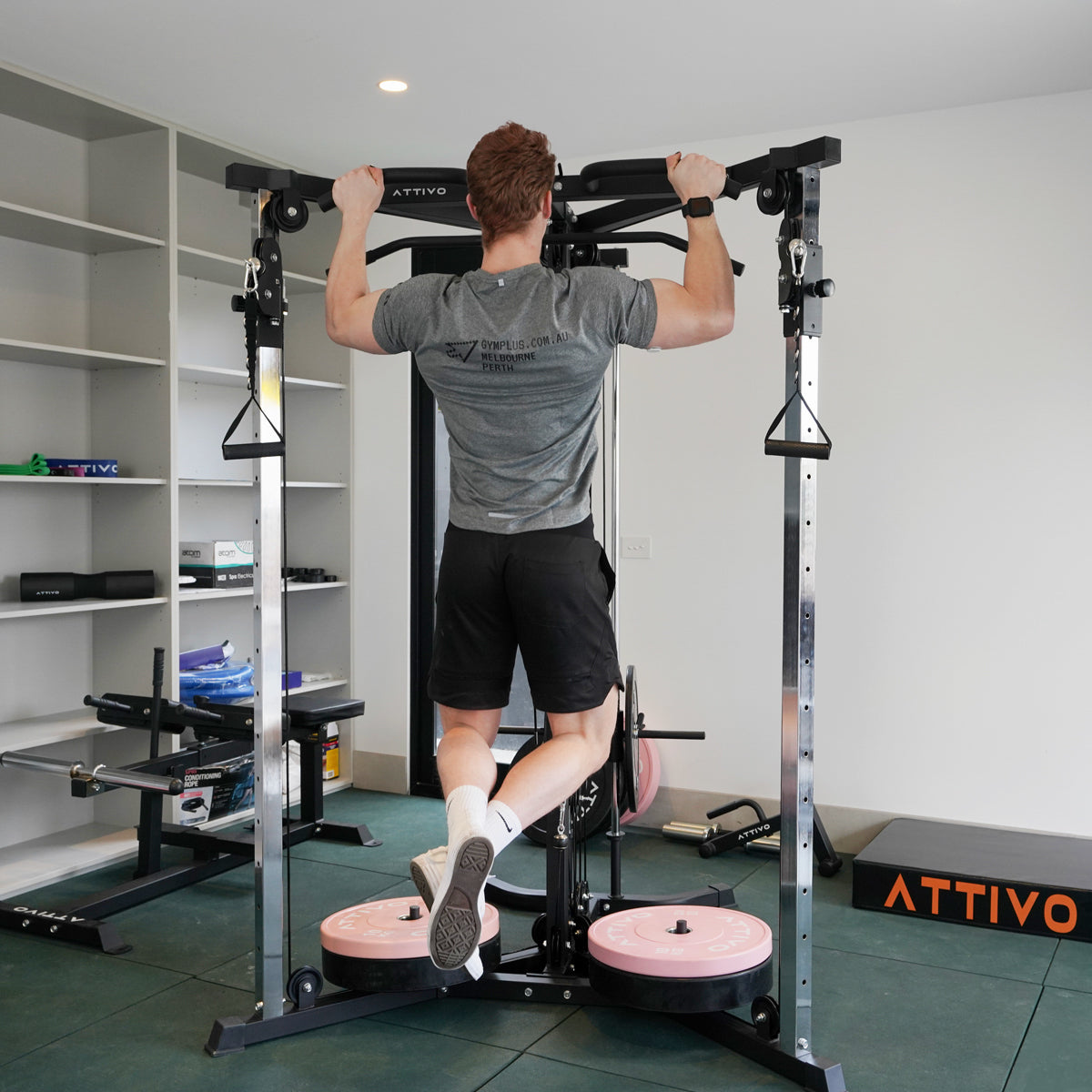 ATTIVO Cable Machine Chest Fly Power Machine - Adjustable Positions with Pull Up Bars, Plate Loaded Pulley System