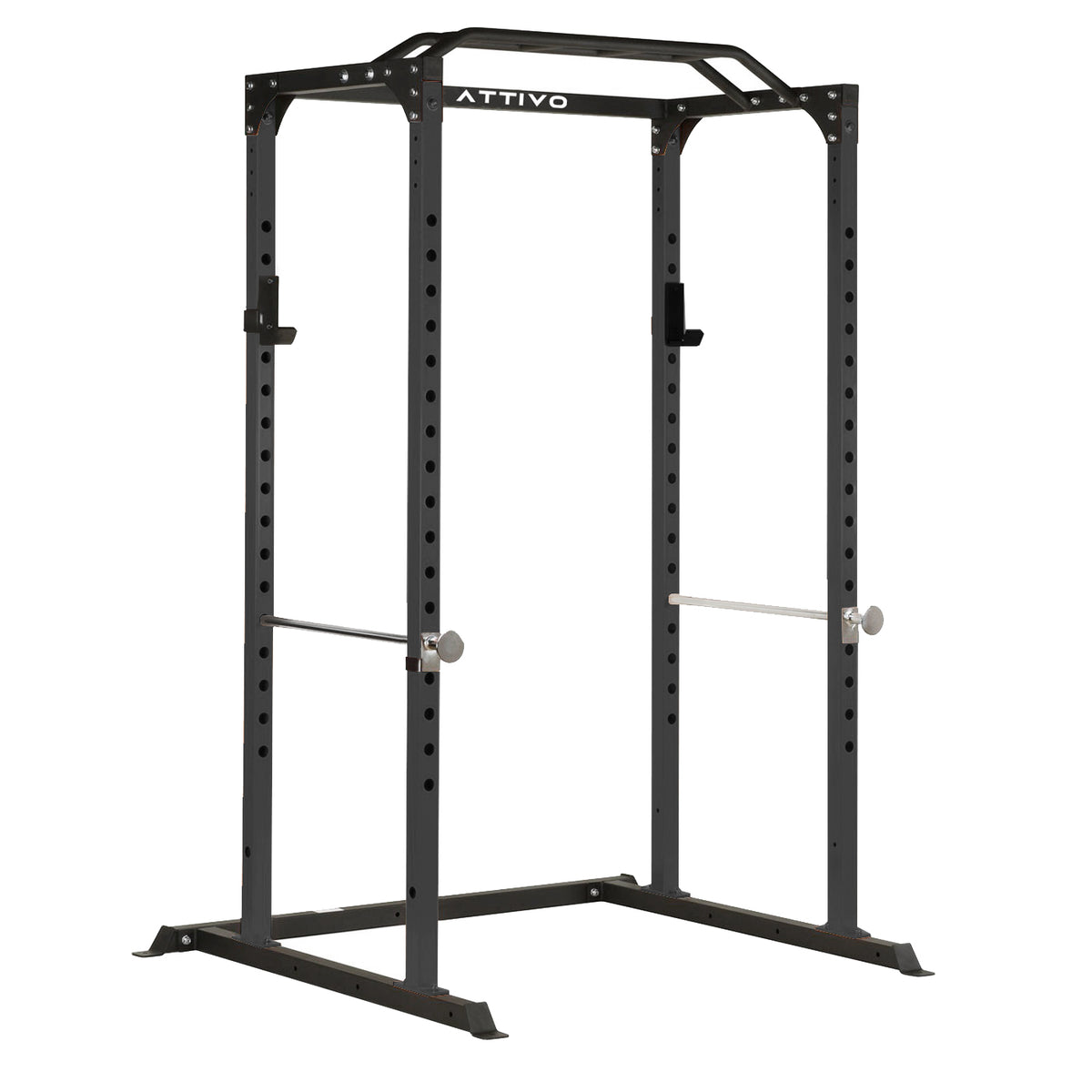 ATTIVO Power Rack Multi-Function Adjustable Power Cage with J-Hooks, Safety Spotter Arms ZY18 - Black