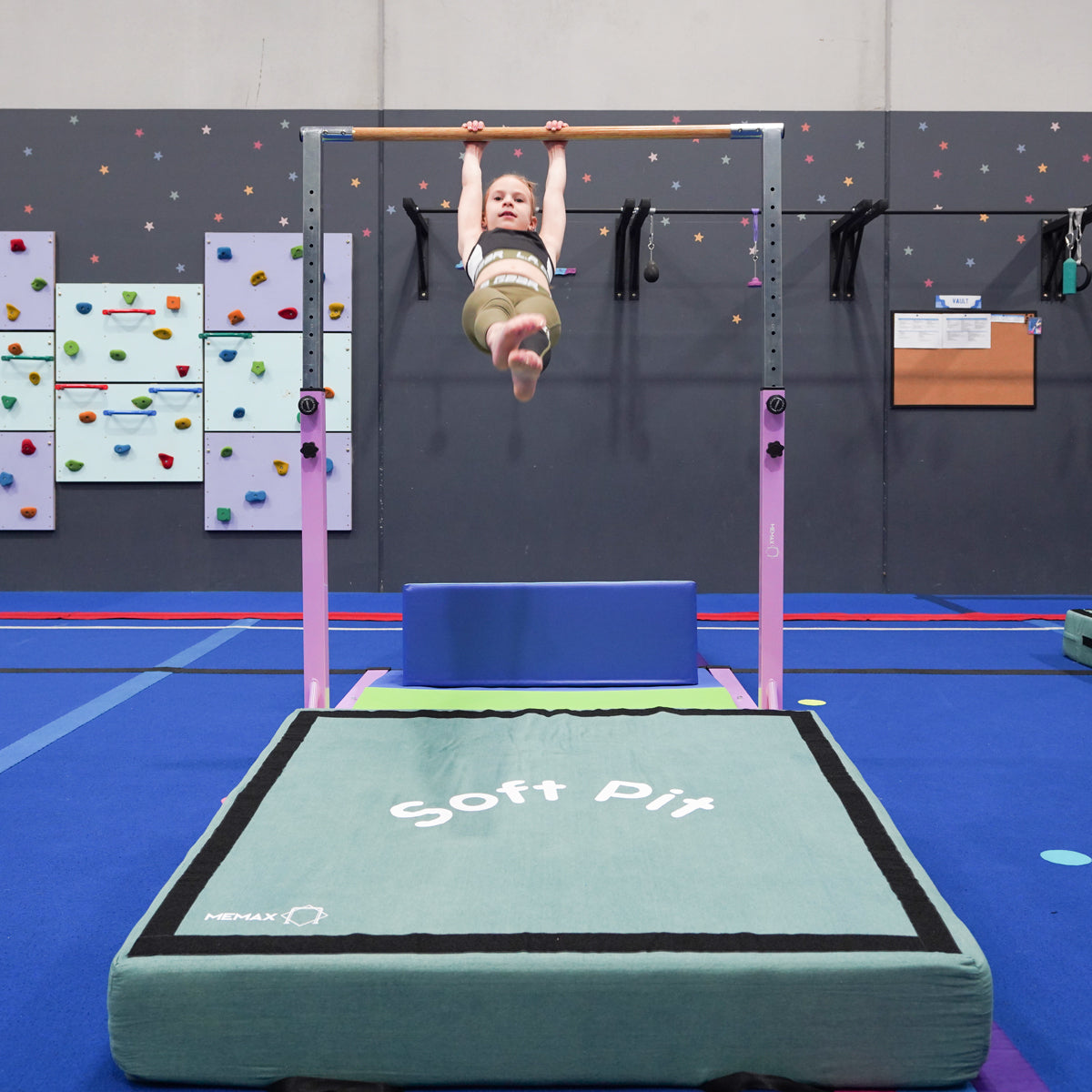 Advanced Gymnastics Bar Long Base Training Bar Adjustable Height Kip Bar (Blue)