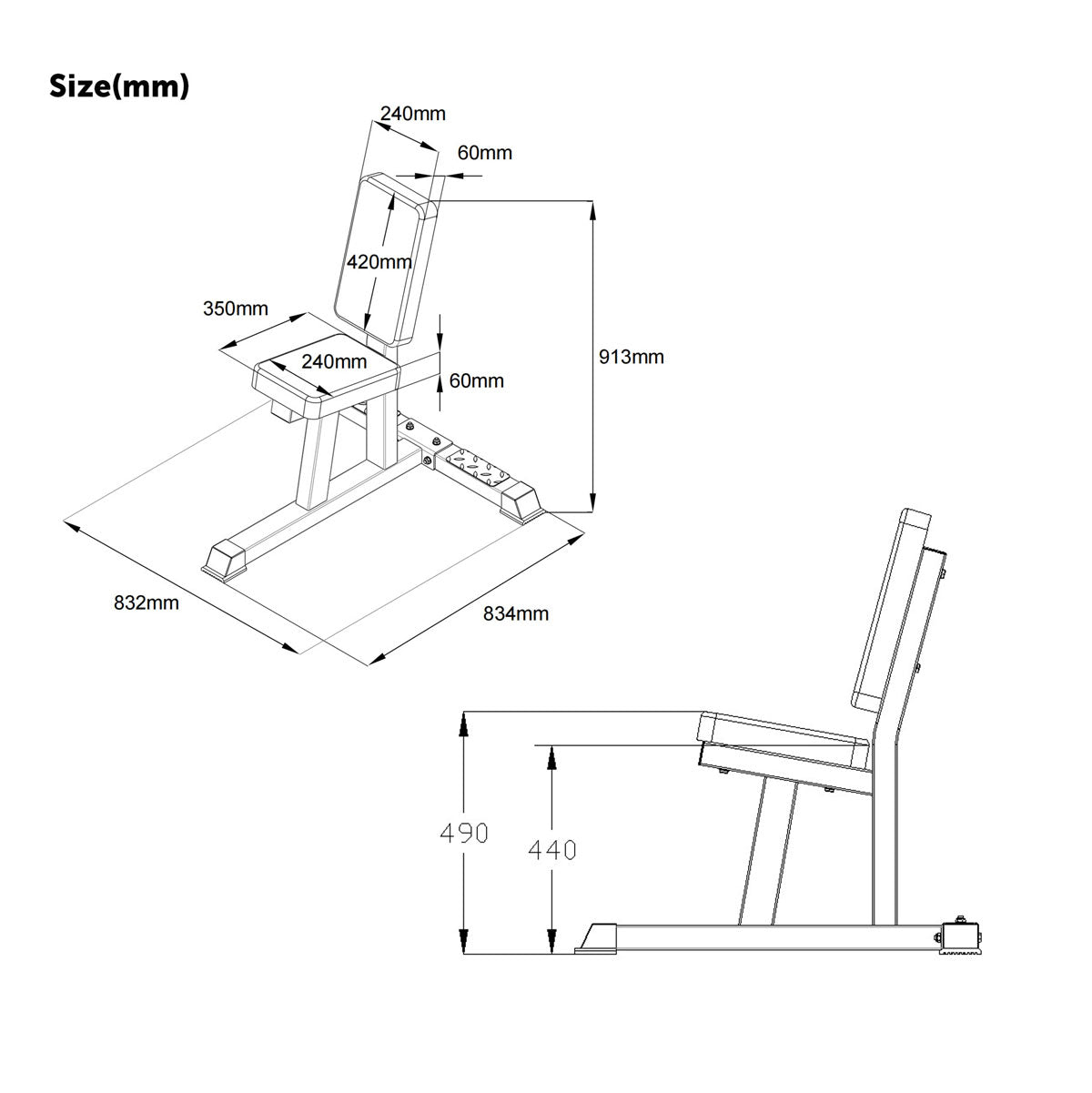 ATTIVO Fitness Seated Stationary Bench, Utility Upright Tricep Bicep Shoulder Press Weight Bench