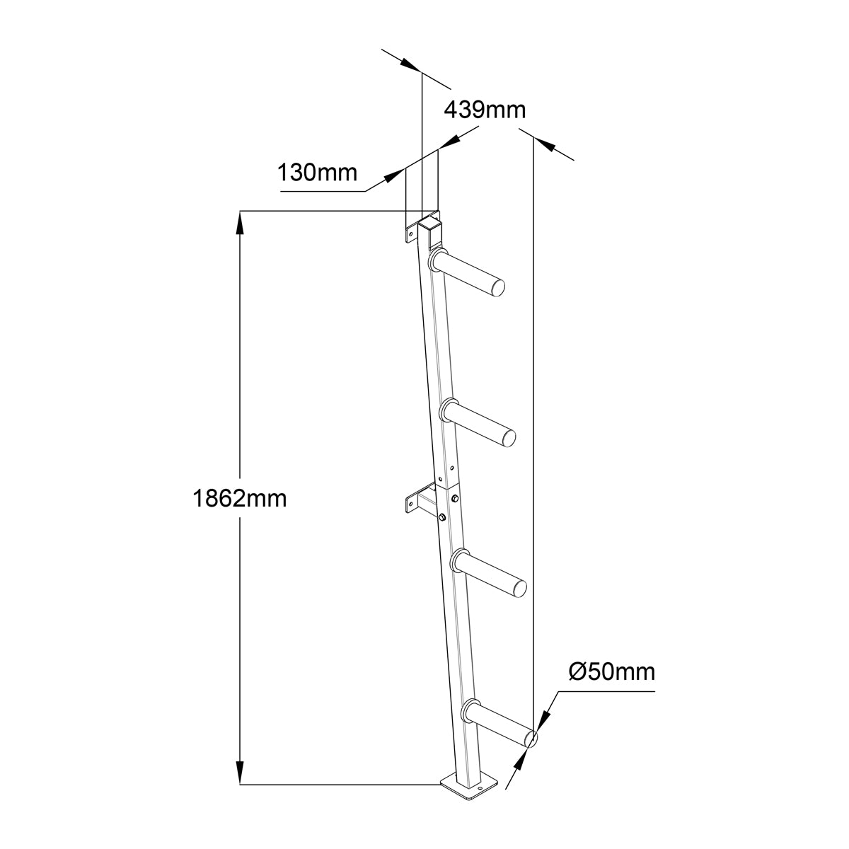 ATTIVO Weight Plate Storage Rack. Wall Mounted Weight Plate Holder. 4 Pegs with 400kg Weight Capacity Storage Rack