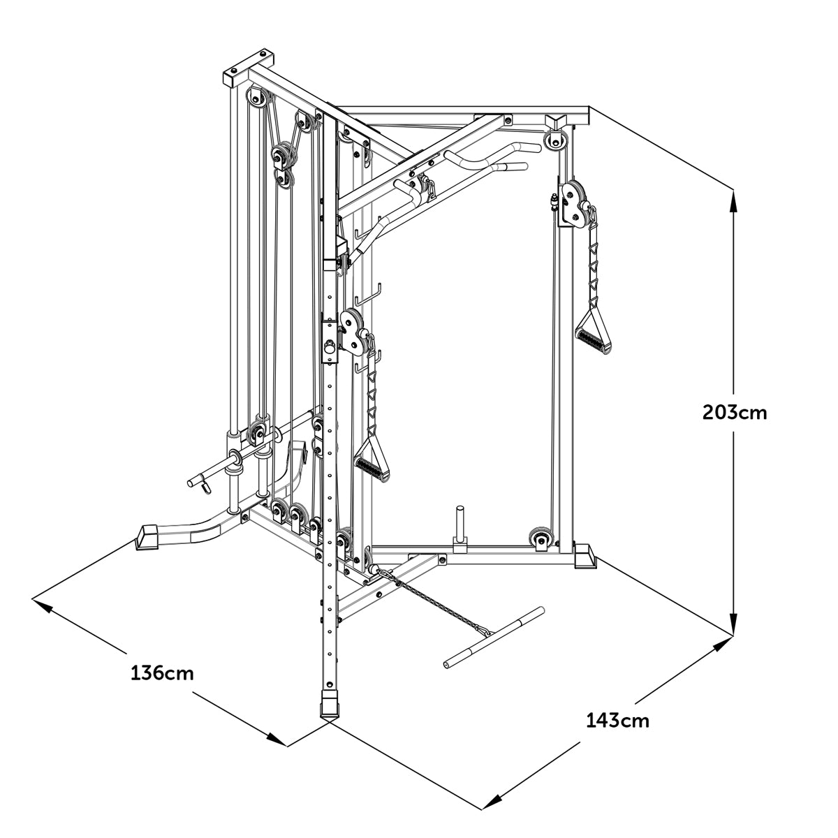ATTIVO Cable Machine Chest Fly Power Machine - Adjustable Positions with Pull Up Bars, Plate Loaded Pulley System