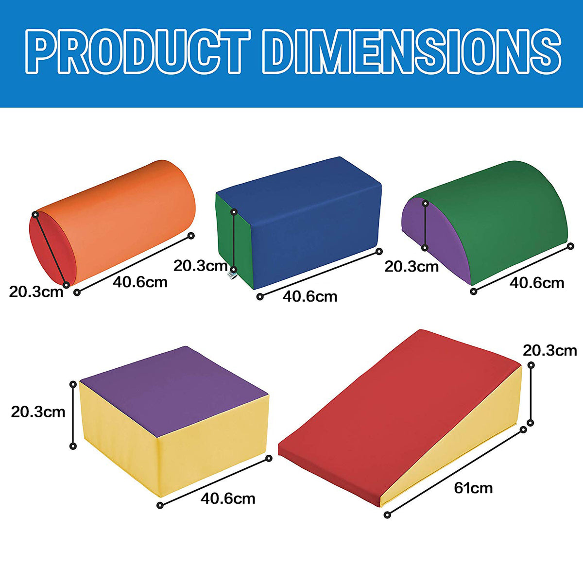 YOZZI Baby Kids Large Soft Foam Block Indoor Climb Crawl and Slide Safe Foam Playset 5pcs