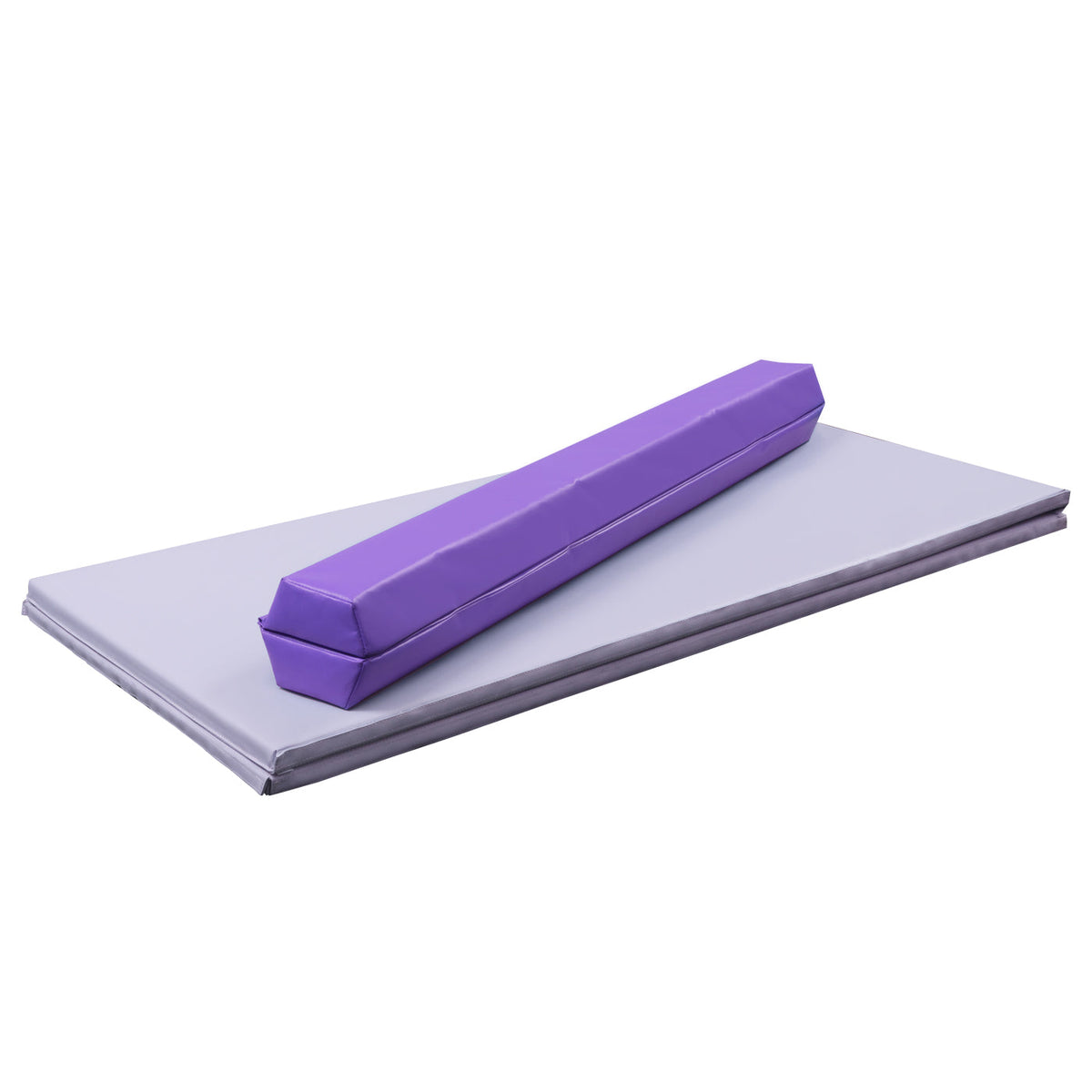 3 Piece Gymnastics Starter Combo Foldable Balance Beam and 2 x Cartwheel Mats (Purple 240cm)