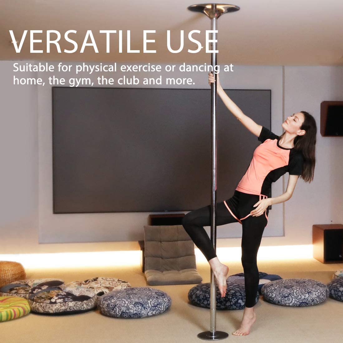 Portable Dancing Pole Kit - Static & Spinning Fitness Pole Dancing Set