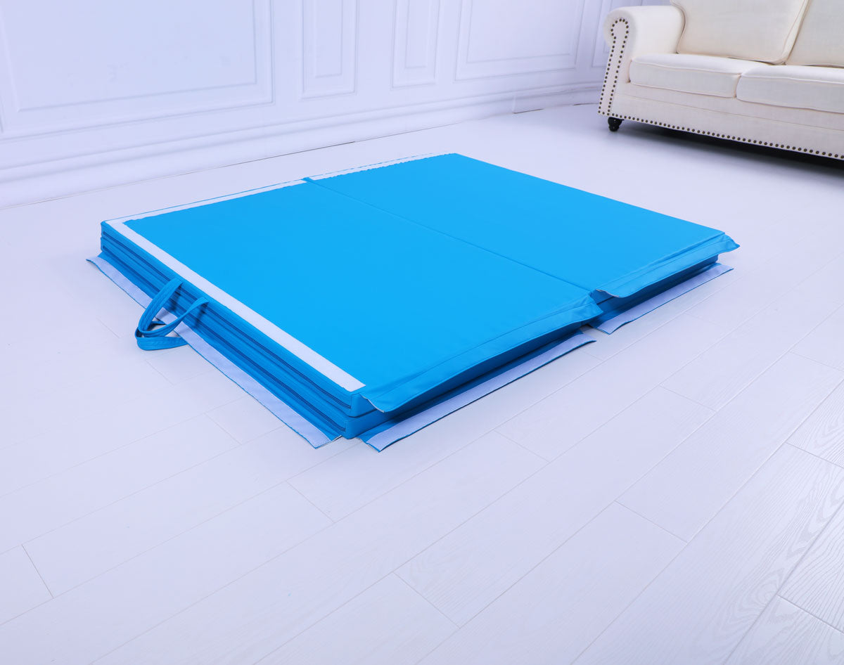 Large 3Mx1.2Mx5cm Folding Tumbling Mat Gymnastics Gym Exercise Mat High Density - Blue