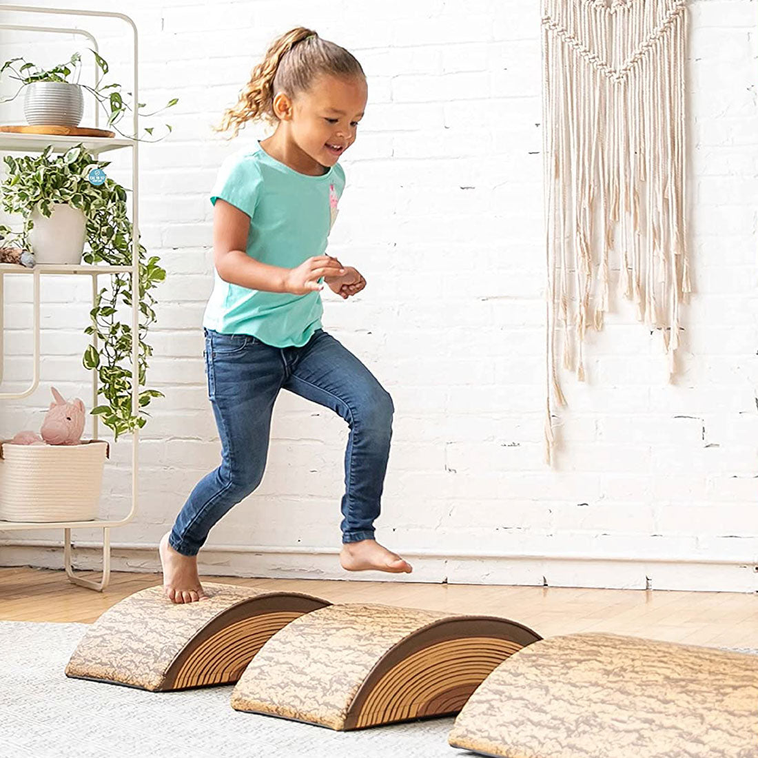 YOZZI Tree Log Climber Play Set, Kids Climbing and Stepping Logs - 3 Piece