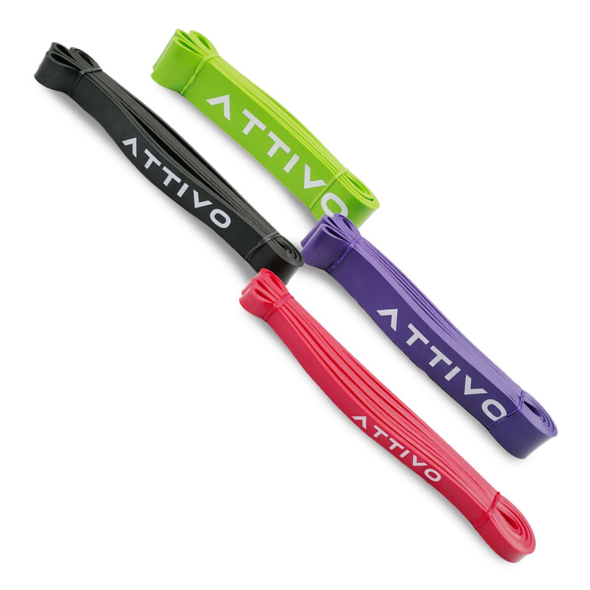 ATTIVO Resistance Band, Pull Up Bands, Pull Up Assistance Bands, Workout Bands, Exercise Bands, Resistance Bands Set for Legs, Working Out, Muscle Training, Men and Women - Set of 4