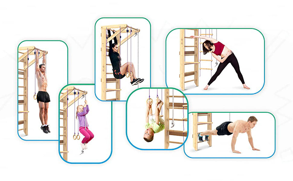 Wooden Swedish Ladder Wall Stall Bar Set