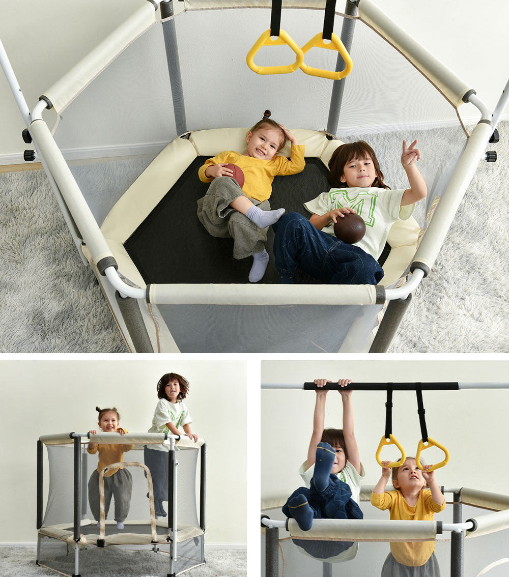 MEMAX Kids Indoor Trampoline - Horizontal Bar Option