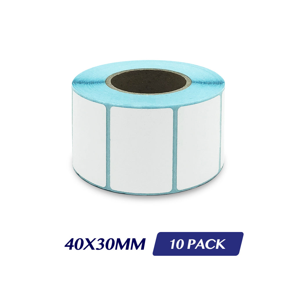 Thermal Direct Label Adhesive Labels Perforated Label Rolls - 40x30mm 800 Labels 10 Pack
