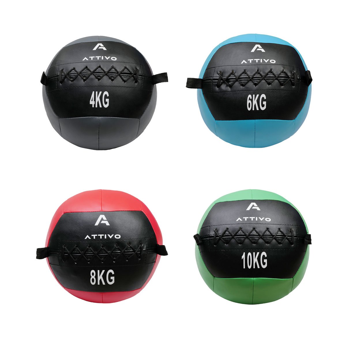 ATTIVO Stitched Medicine Wall Ball Set of 4 Balls - 4,6,8,10kg