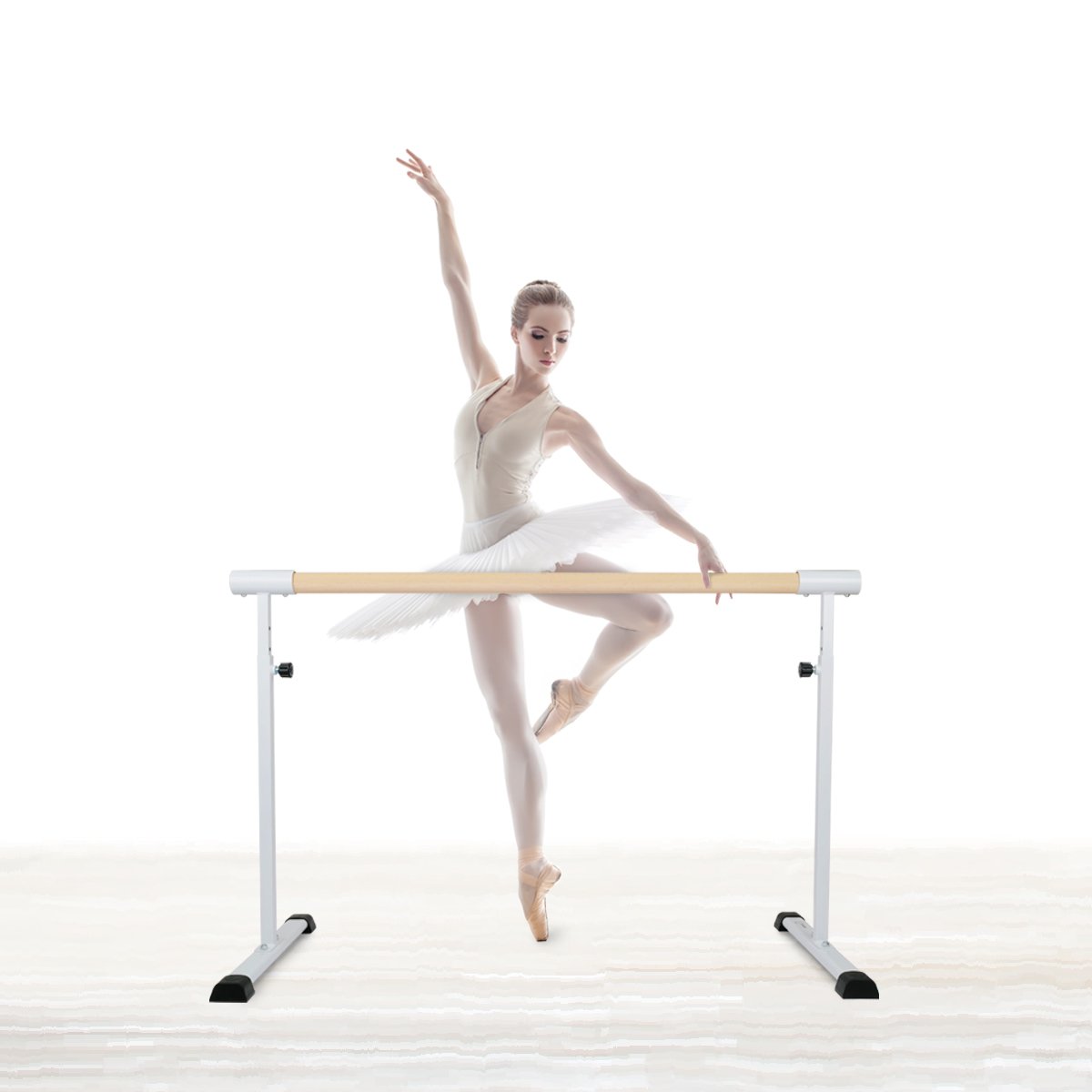 MEMAX Wooden Ballet Barre Stretch Barre Dance Bar 1.5M