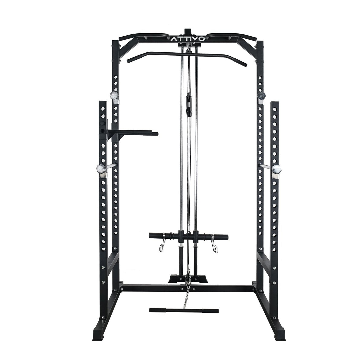 ATTIVO L2 Heavy Duty Half Power Cage Weight Lifting Squat Rack with Lat Pull Down System