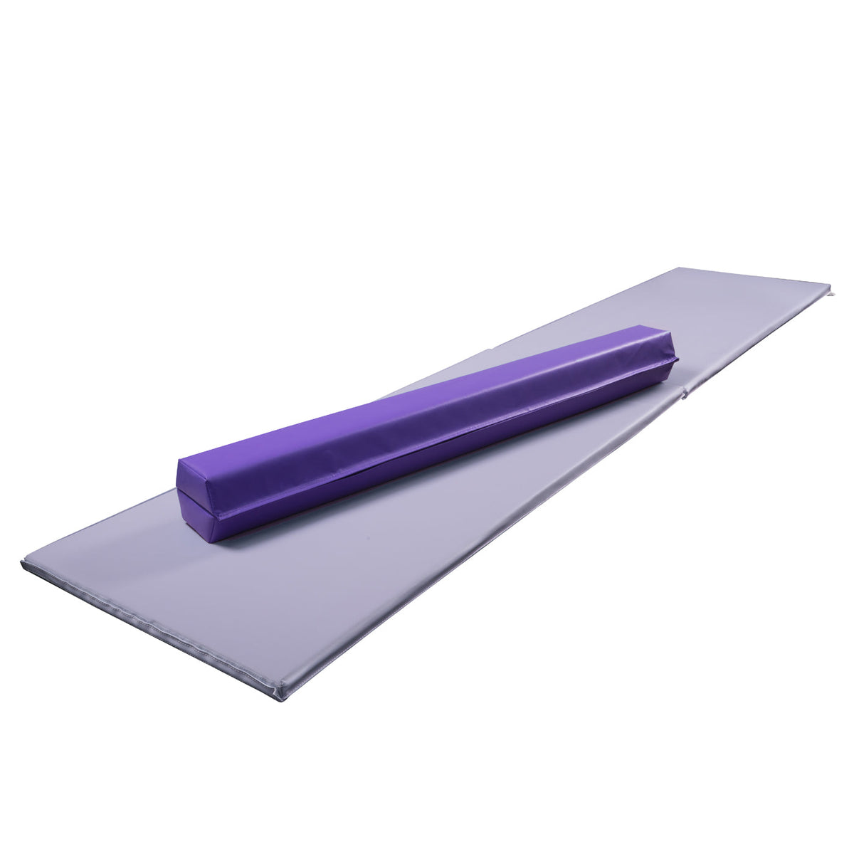 3 Piece Gymnastics Starter Combo Foldable Balance Beam and 2 x Cartwheel Mats (Purple 240cm)