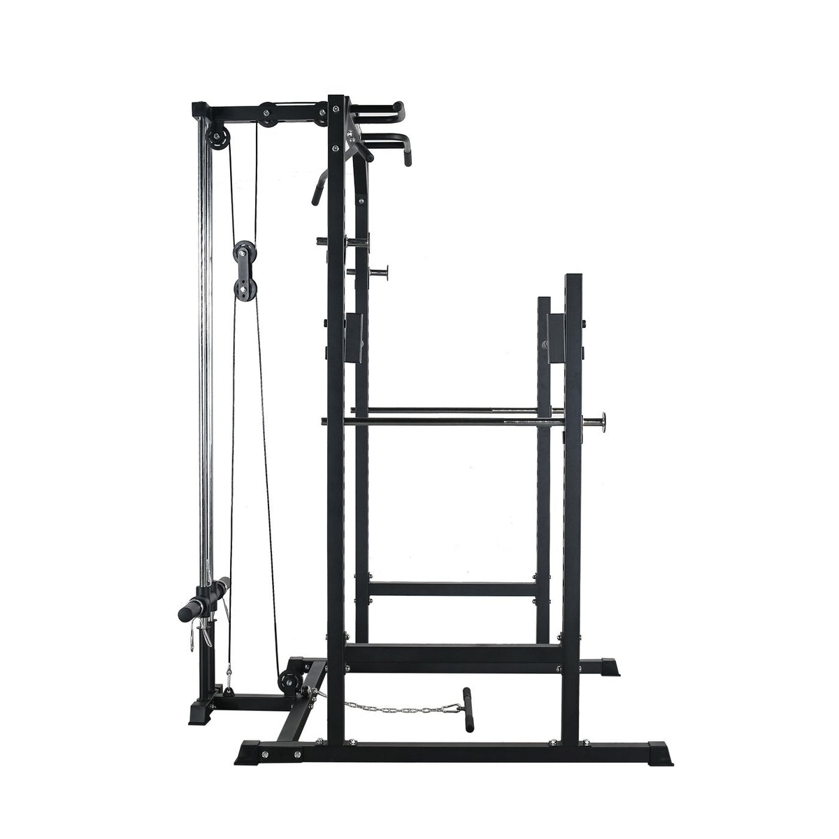 ATTIVO L2 Heavy Duty Half Power Cage Weight Lifting Squat Rack with Lat Pull Down System