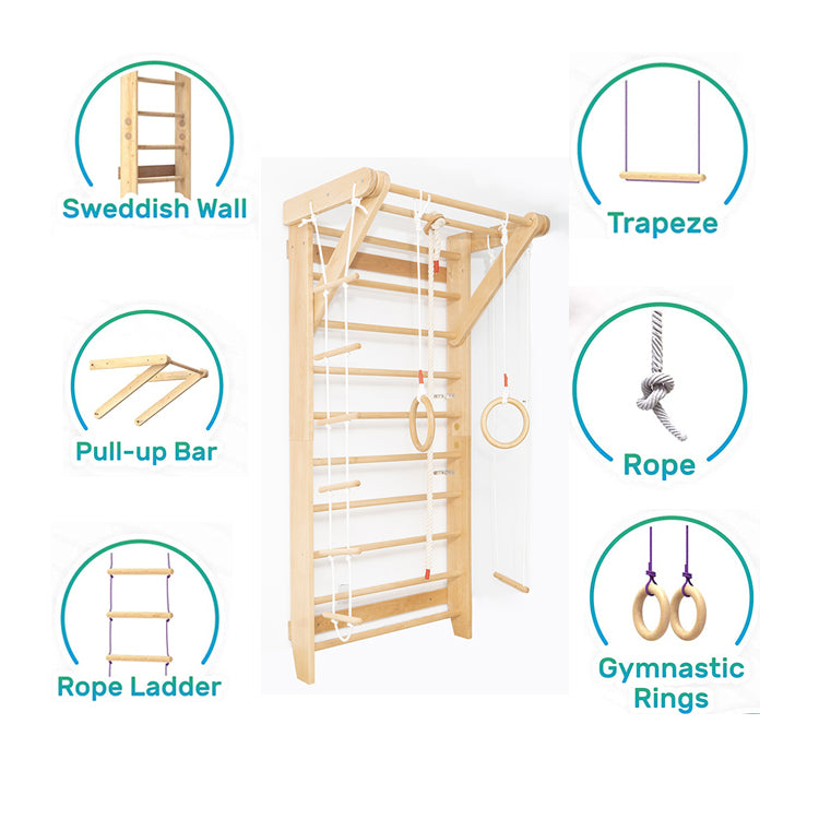 Wooden Swedish Ladder Wall Stall Bar Set