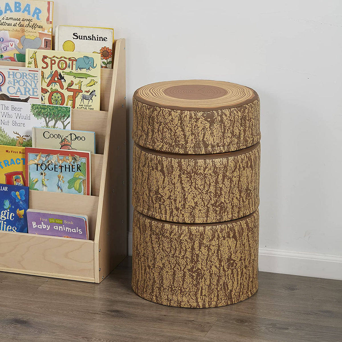 YOZZI Tree Stump Stool Set, Toddler Climbing and Stepping Logs - 3 Piece