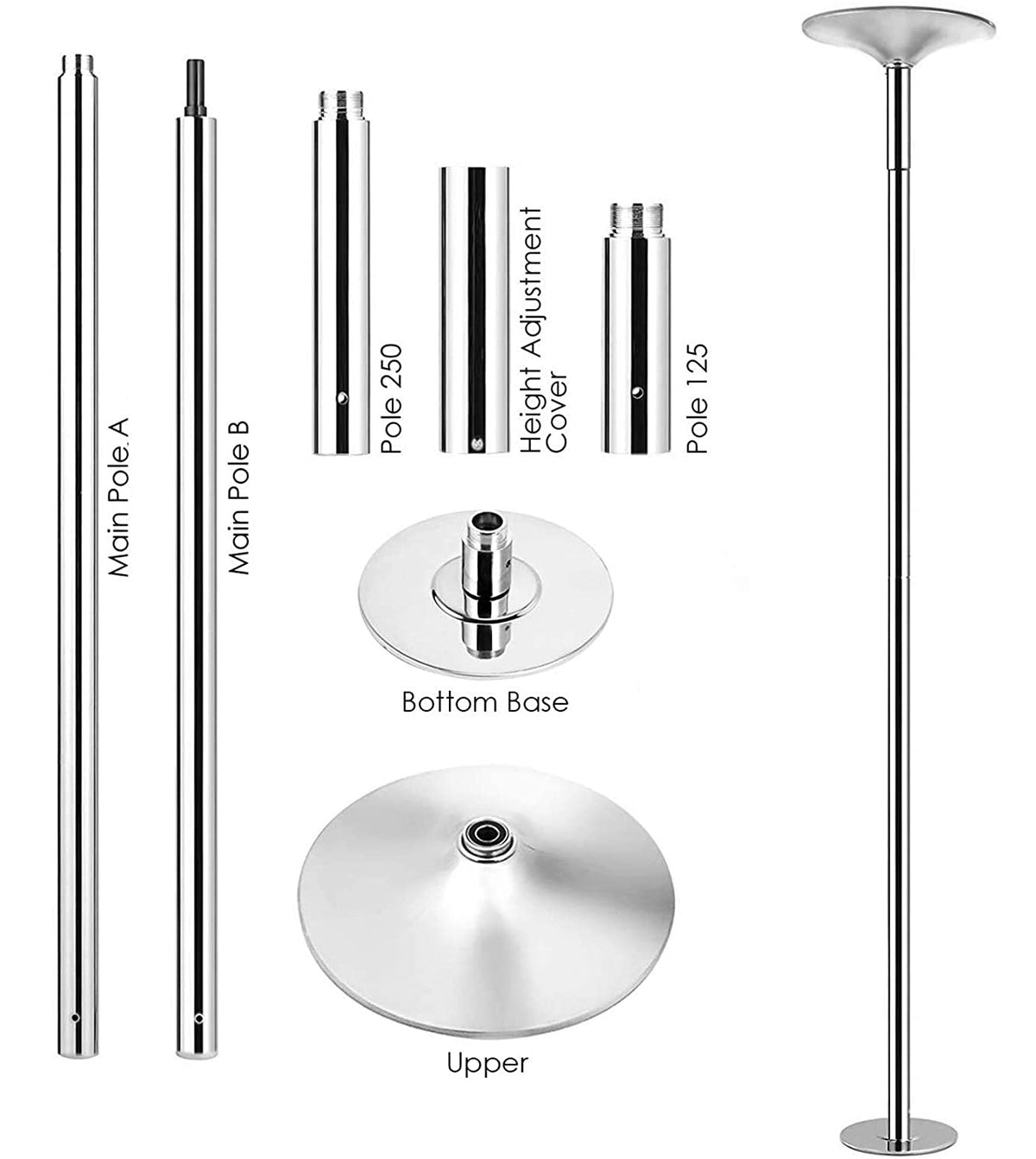 Portable Dancing Pole Kit - Static & Spinning Fitness Pole Dancing Set