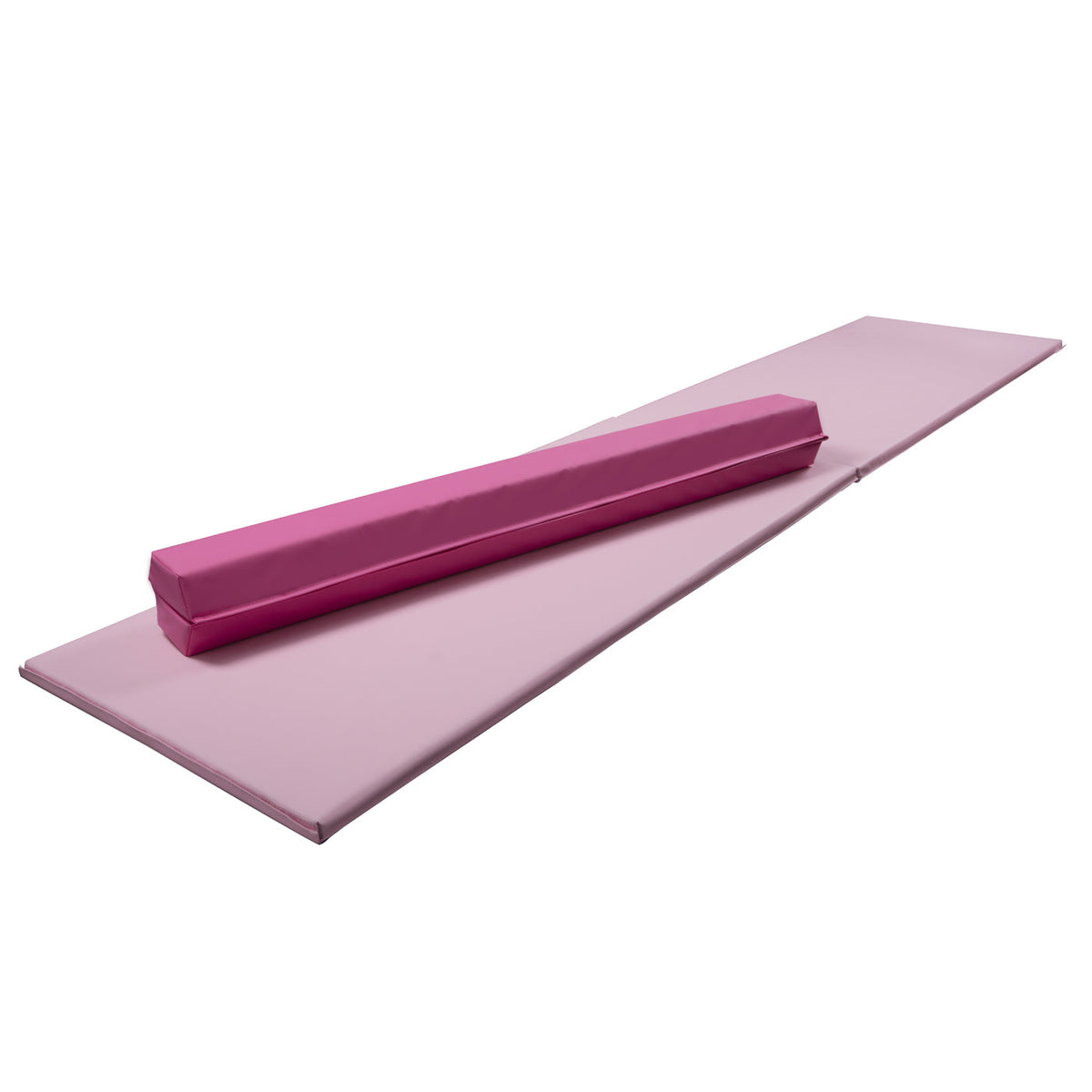 3 Piece Gymnastics Starter Combo Foldable Balance Beam and 2 x Cartwheel Mats (Pink)