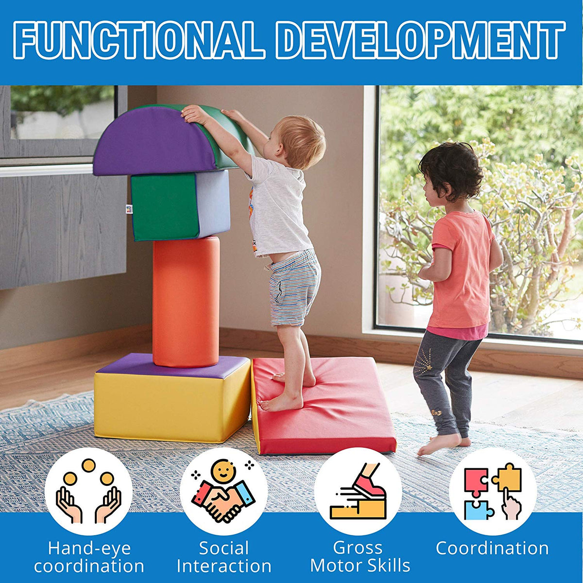 Baby Kids Large Soft Foam Block Indoor Climb Crawl and Slide Safe Foam Playset 5pcs