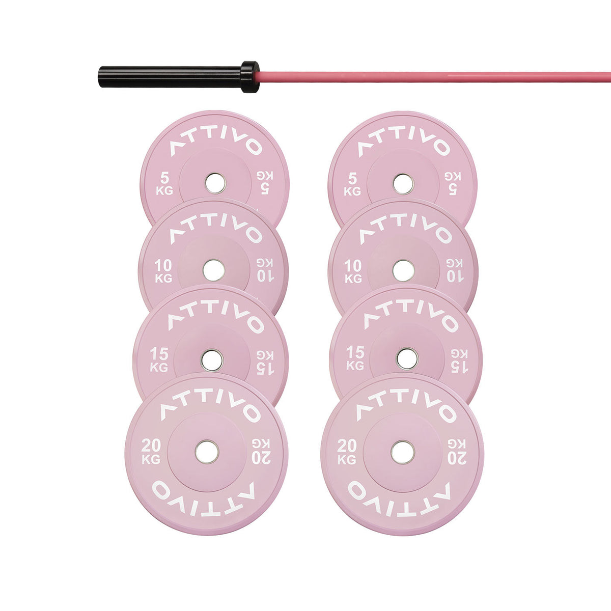 ATTIVO Pink Olympic Bar 15KG & Bumper Plates Powerlifting Set
