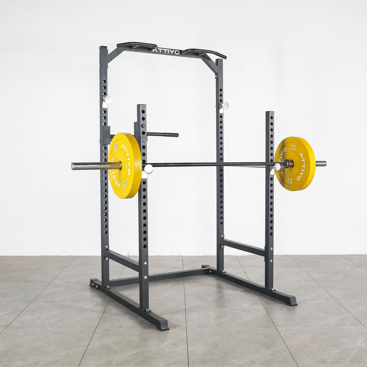 ATTIVO L2 Heavy Duty Half Power Cage Weight Lifting Squat Rack & Dip Station Tower