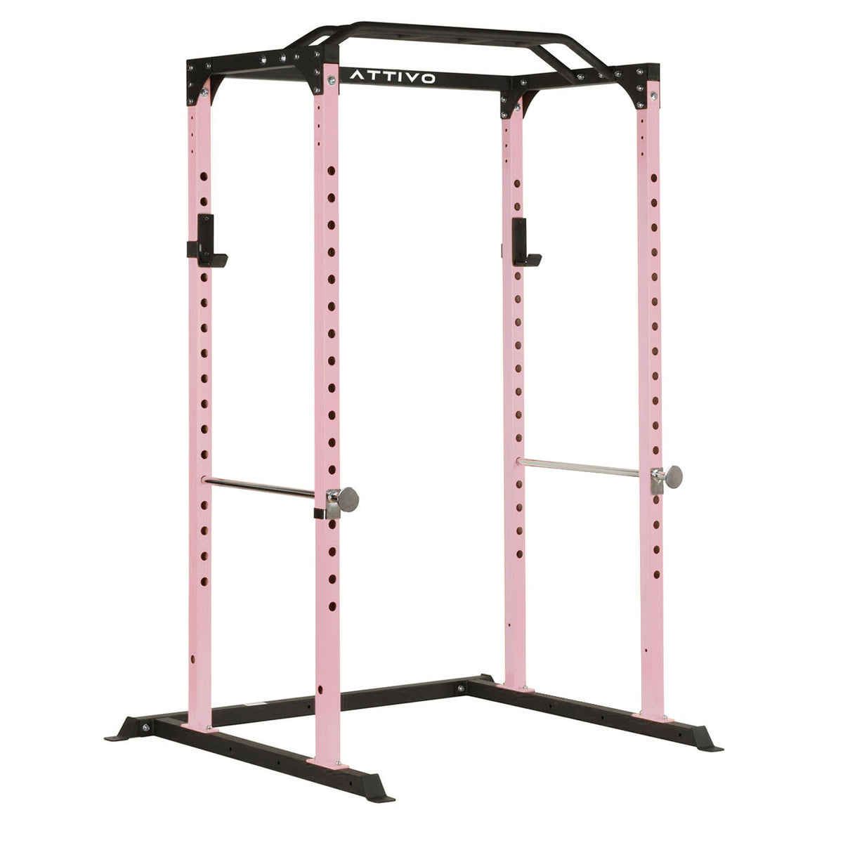 ATTIVO Pink Power Rack Multi-Function Adjustable Power Cage with J-Hooks, Safety Spotter Arms ZY18