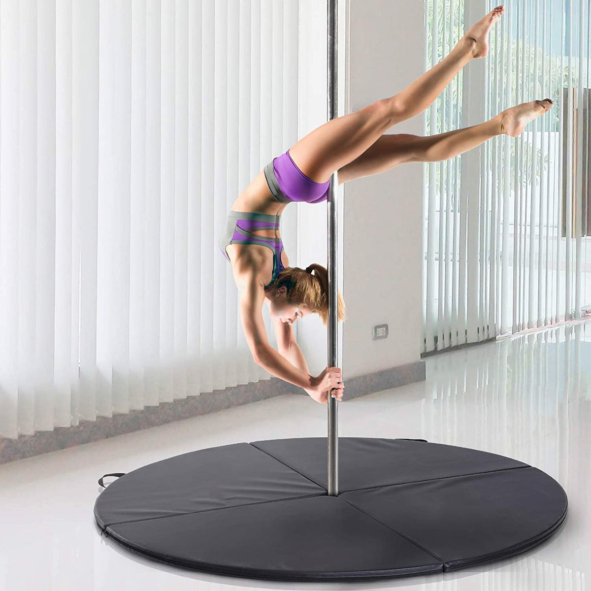 160cm Folding Pole Dancing Mat Stripper Crash Mat - 5cm Thick Black