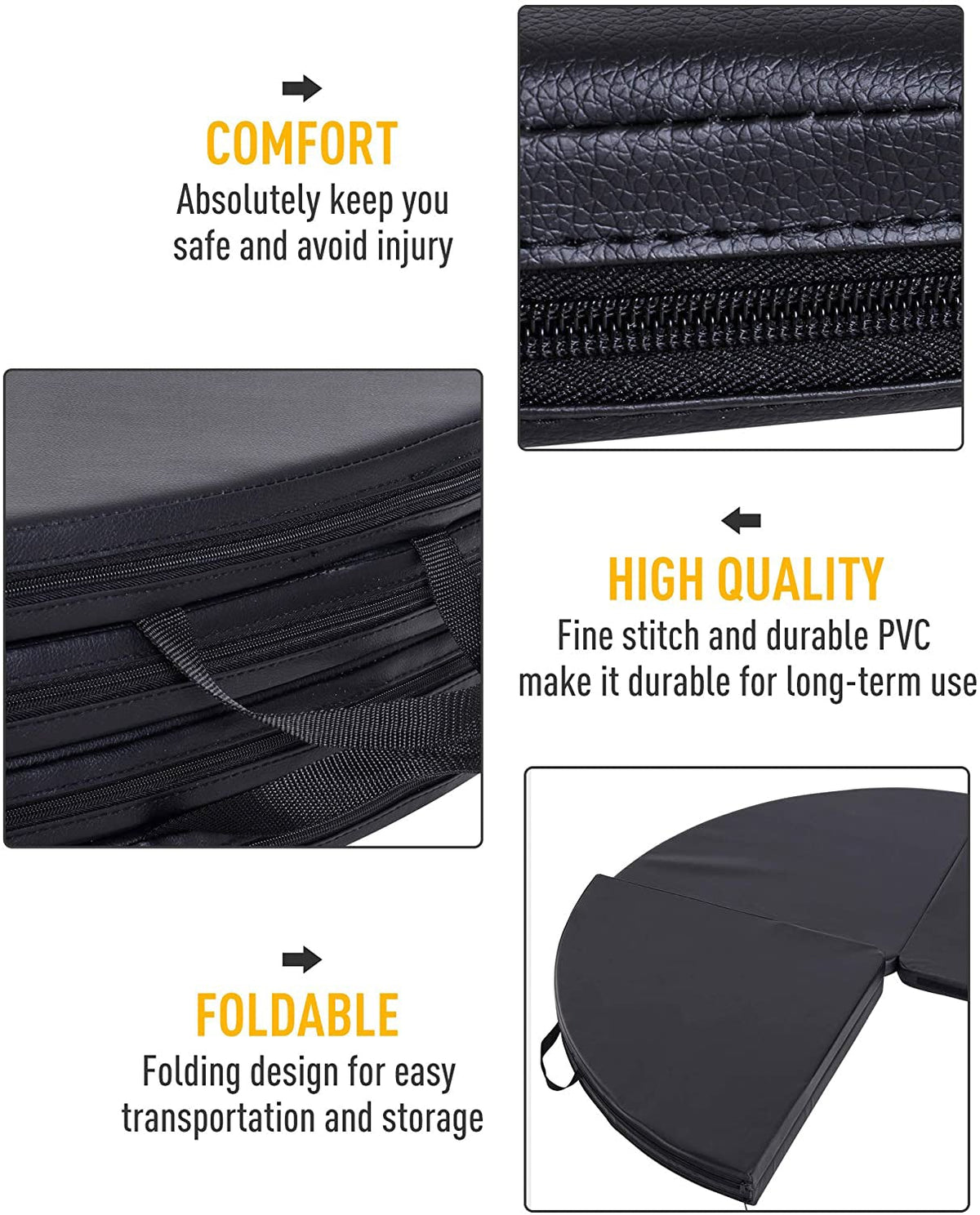 160cm Folding Pole Dancing Mat Stripper Crash Mat - 5cm Thick Black