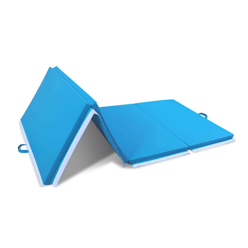 Large 3Mx1.2Mx5cm Folding Tumbling Mat Gymnastics Gym Exercise Mat High Density - Blue