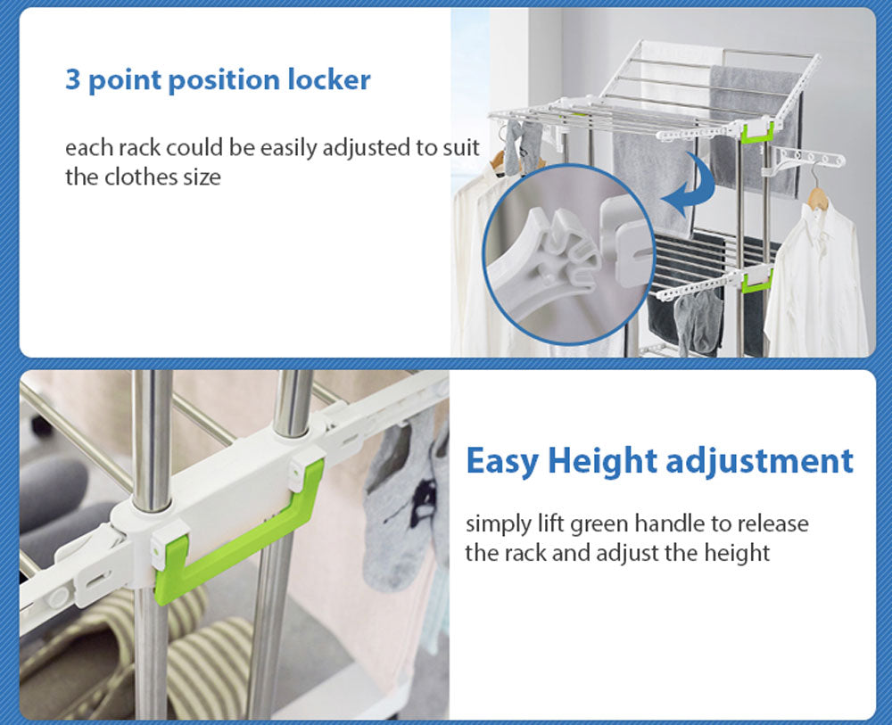 Large Foldable Rolling Clothes Airer Laundry Drying Rack