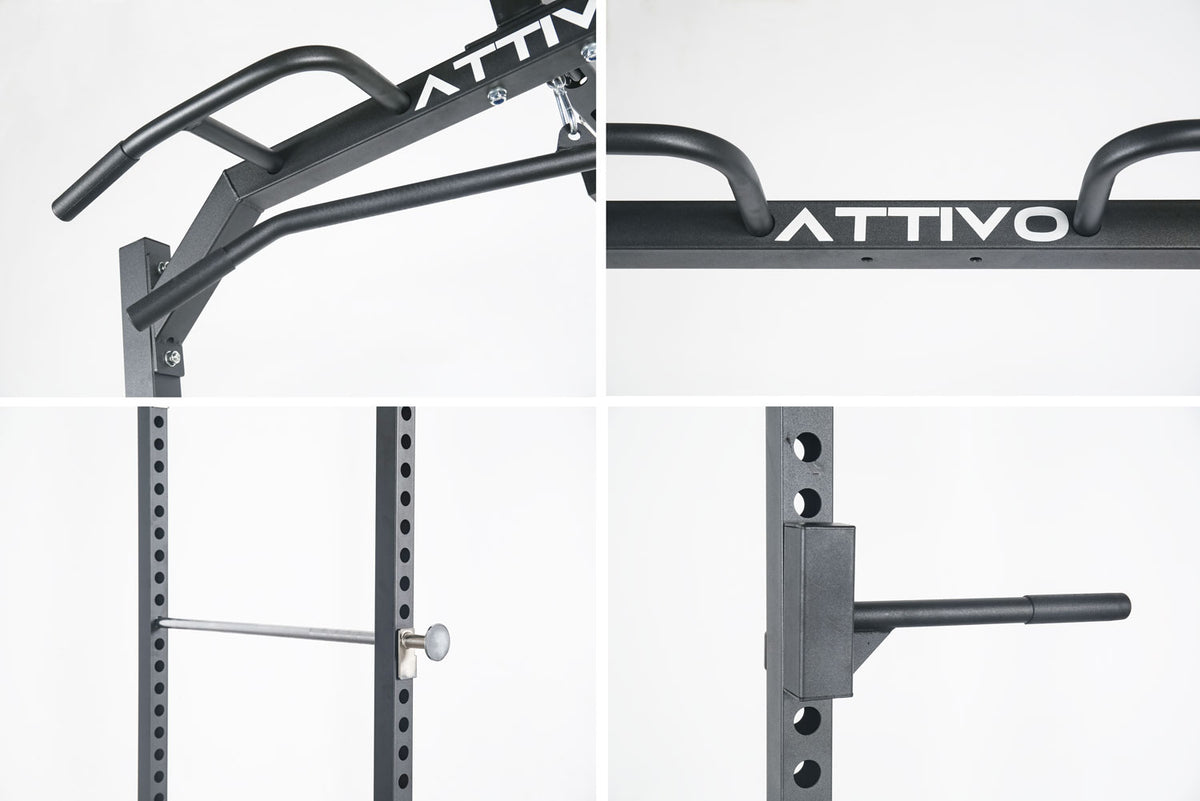 ATTIVO L2 Heavy Duty Half Power Cage Weight Lifting Squat Rack & Dip Station Tower