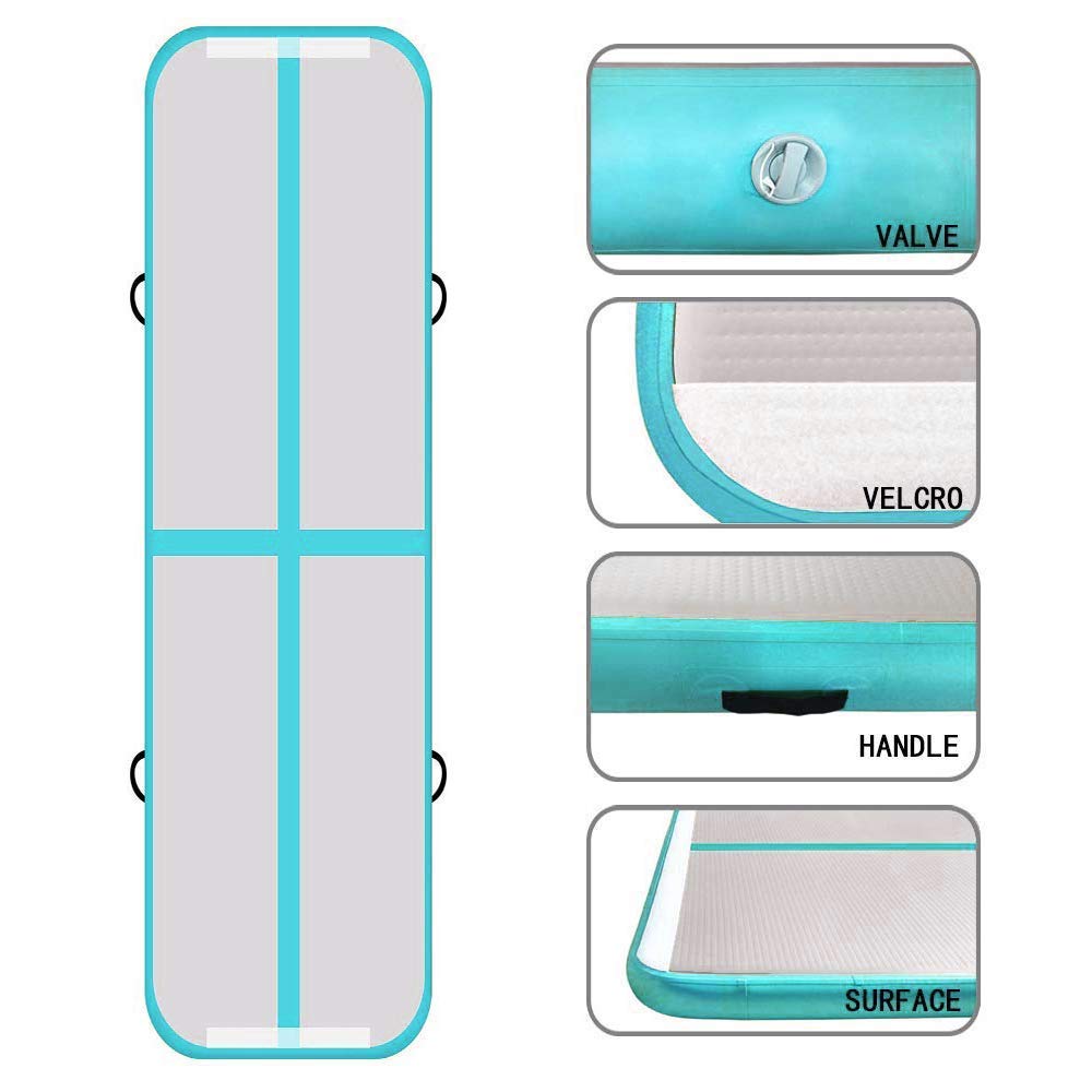 4Mx1Mx20CM Inflatable Air Track Mat Tumbling Floor Home Gymnastics Mat with Electric Pump - Green