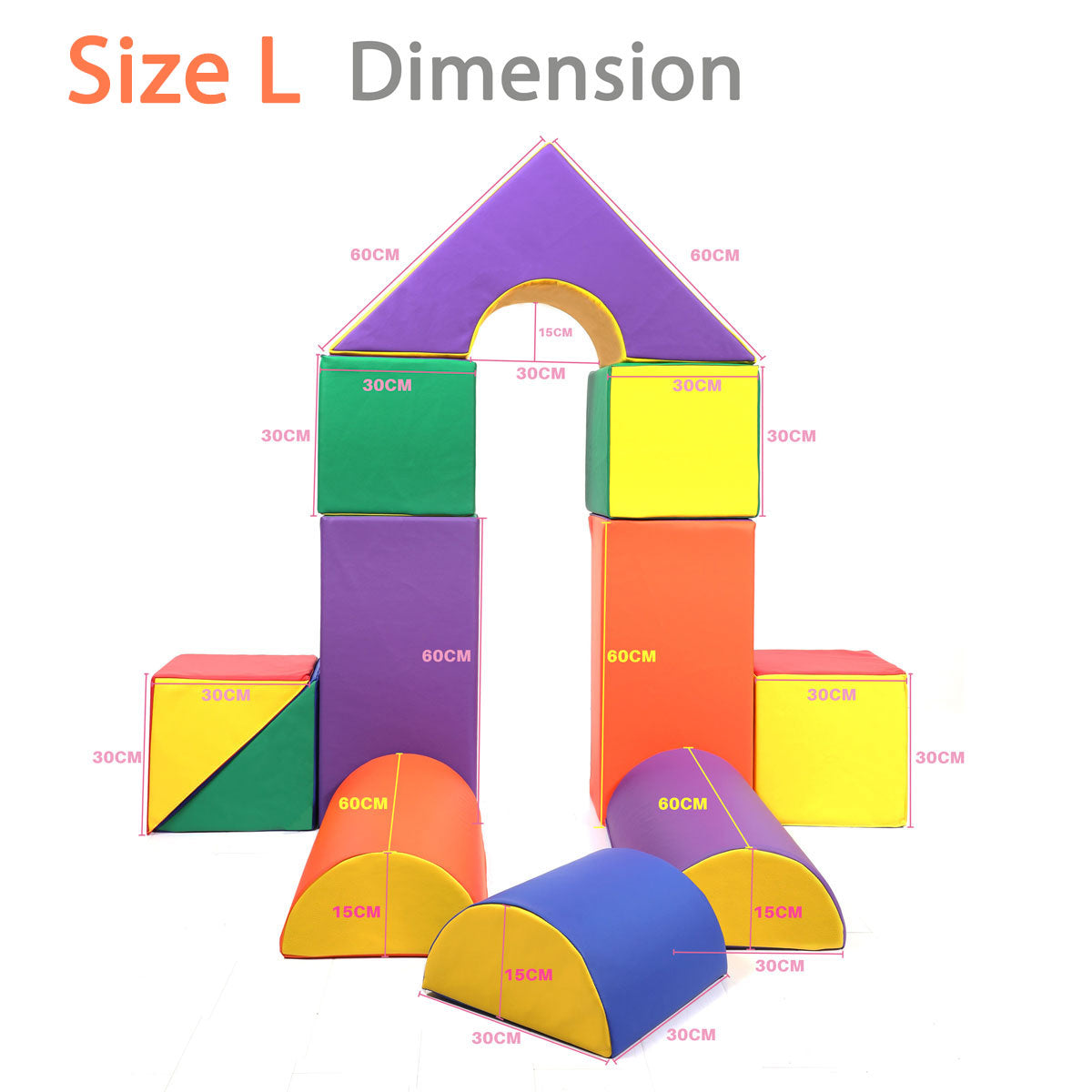 Baby Toddler Large Soft Foam Building Block Indoor Foam Block Castle Playset 11pcs - Size L