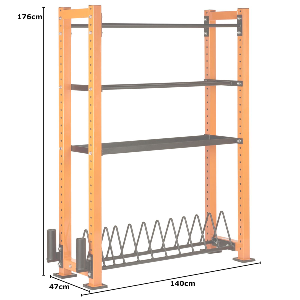 ATTIVO L3 Commercial Weights and Barbell Storage Rack for Barbell, Dumbbells, Kettlebells, and Weight Plates