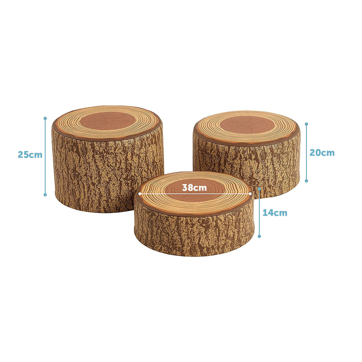 YOZZI Tree Stump Stool Set, Toddler Climbing and Stepping Logs - 3 Piece