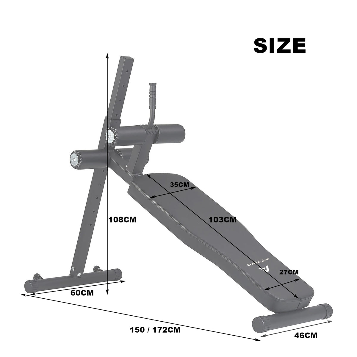 ATTIVO Sit Up Bench For Core Workouts and Decline Bench Press. Adjustable Weight Bench