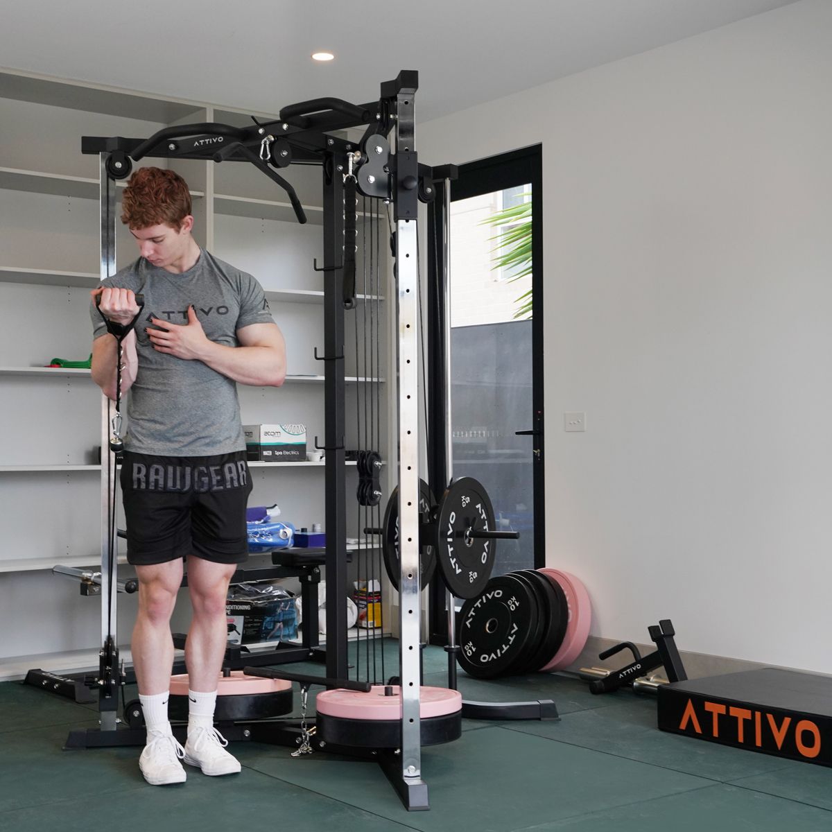 ATTIVO Cable Machine Chest Fly Power Machine - Adjustable Positions with Pull Up Bars, Plate Loaded Pulley System