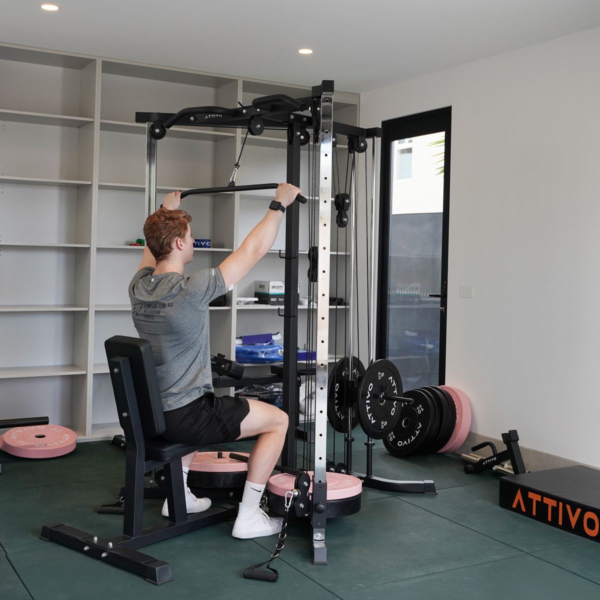 ATTIVO Cable Machine Chest Fly Power Machine - Adjustable Positions with Pull Up Bars, Plate Loaded Pulley System