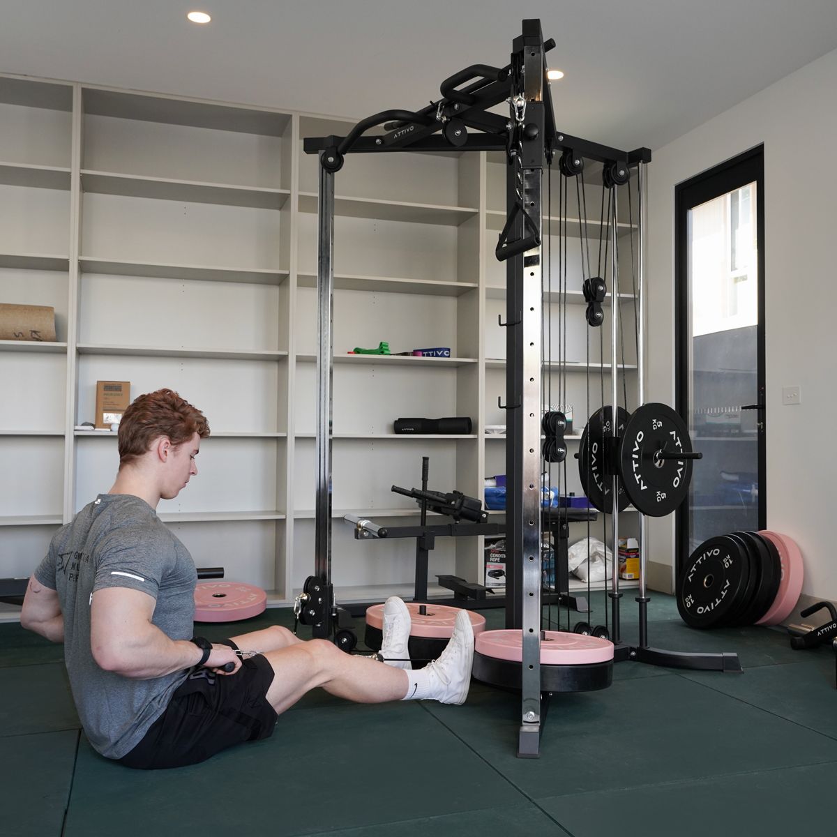 ATTIVO Cable Machine Chest Fly Power Machine - Adjustable Positions with Pull Up Bars, Plate Loaded Pulley System