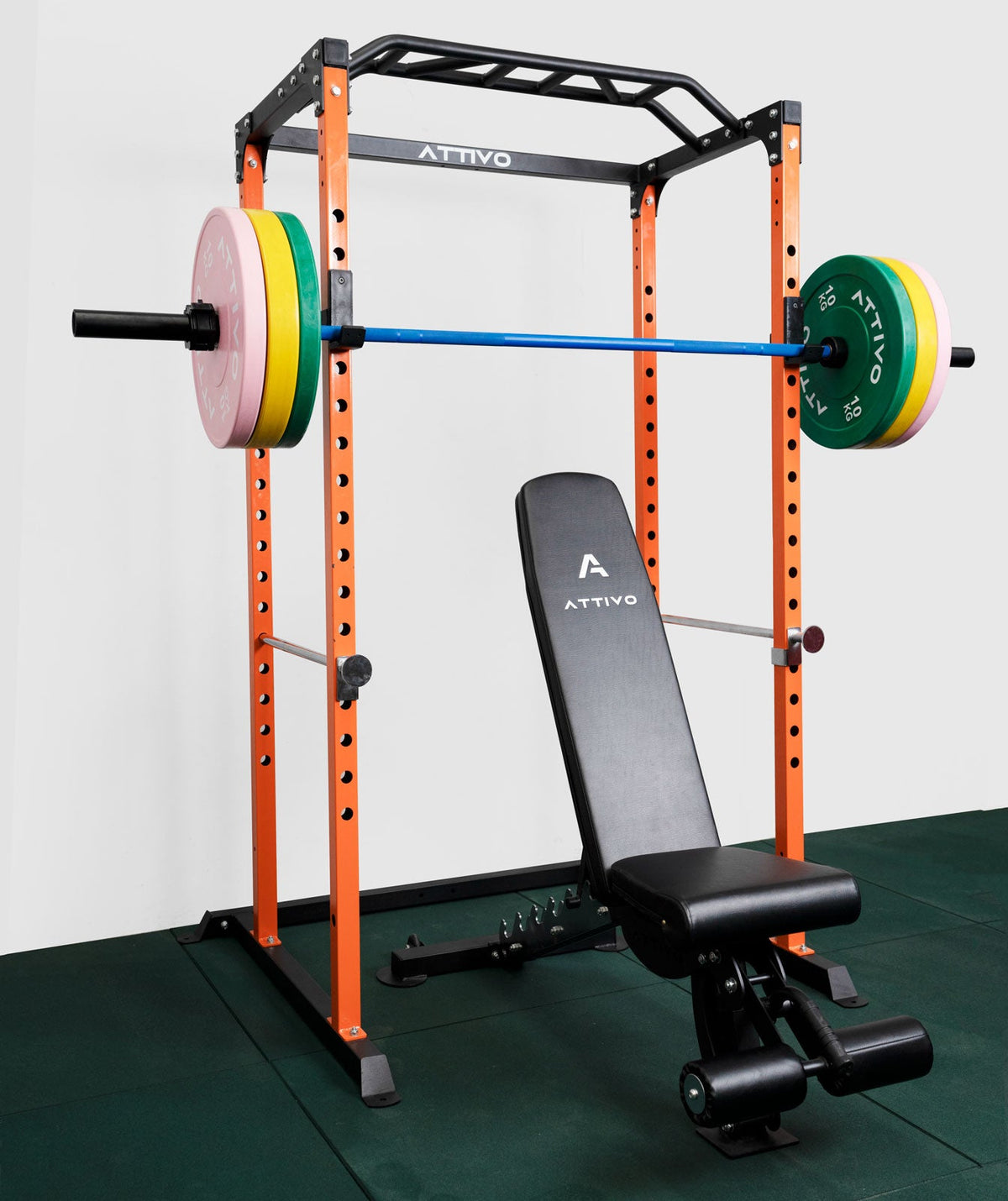 ATTIVO Power Rack Multi-Function Adjustable Power Cage with J-Hooks, Safety Spotter Arms ZY18