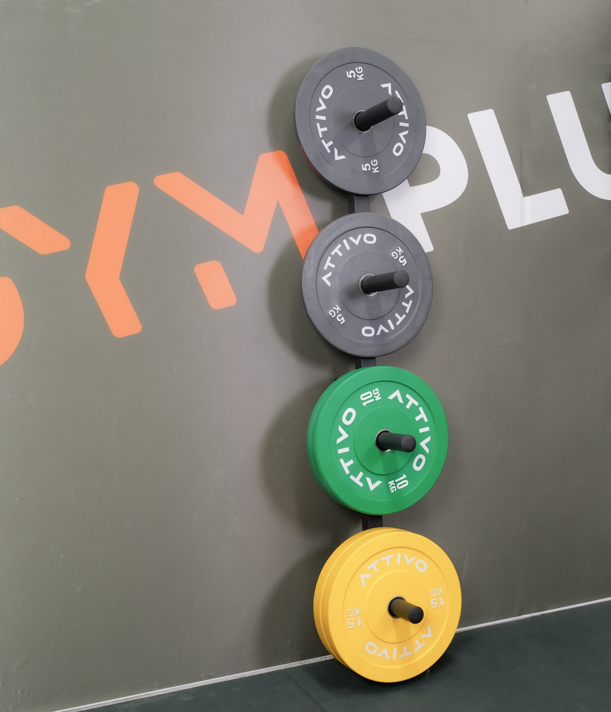 ATTIVO Weight Plate Storage Rack. Wall Mounted Weight Plate Holder. 4 Pegs with 400kg Weight Capacity Storage Rack