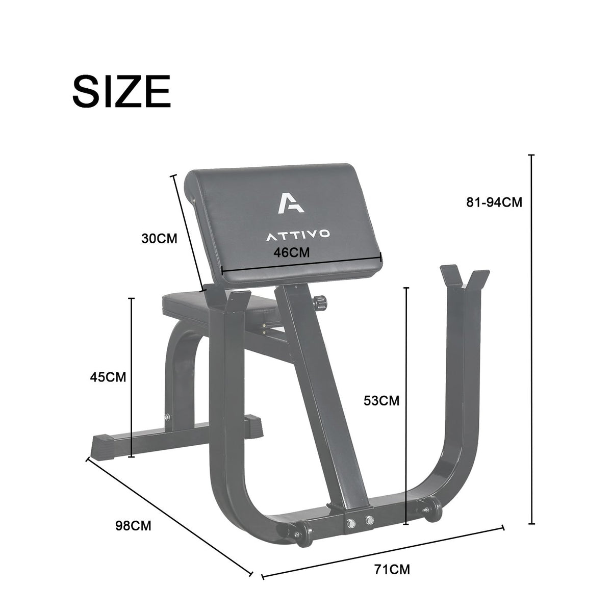 ATTIVO Preacher Curl Bench for Bicep Curl Support for Curling