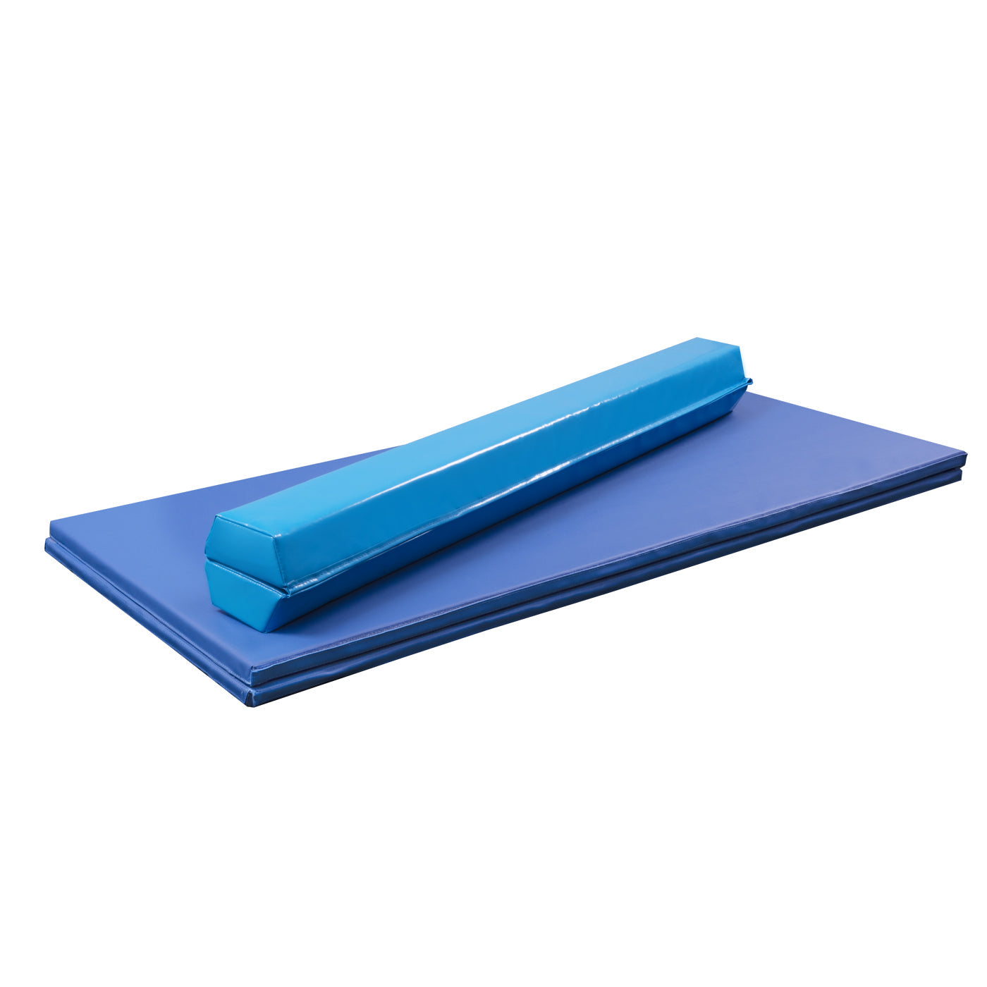 3 Piece Gymnastics Starter Combo Foldable Balance Beam and 2 x Cartwheel Mats (Blue 240cm)