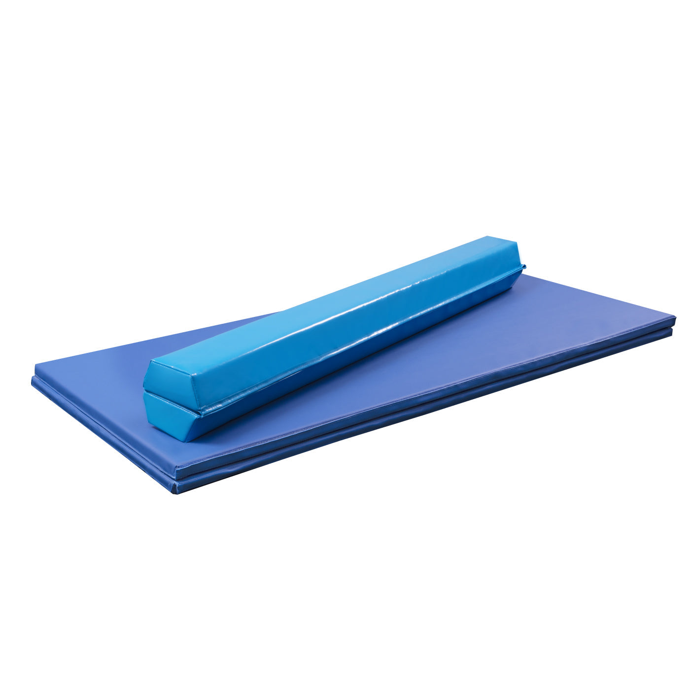 3 Piece Gymnastics Starter Combo Foldable Balance Beam and 2 x Cartwheel Mats (Blue 240cm)