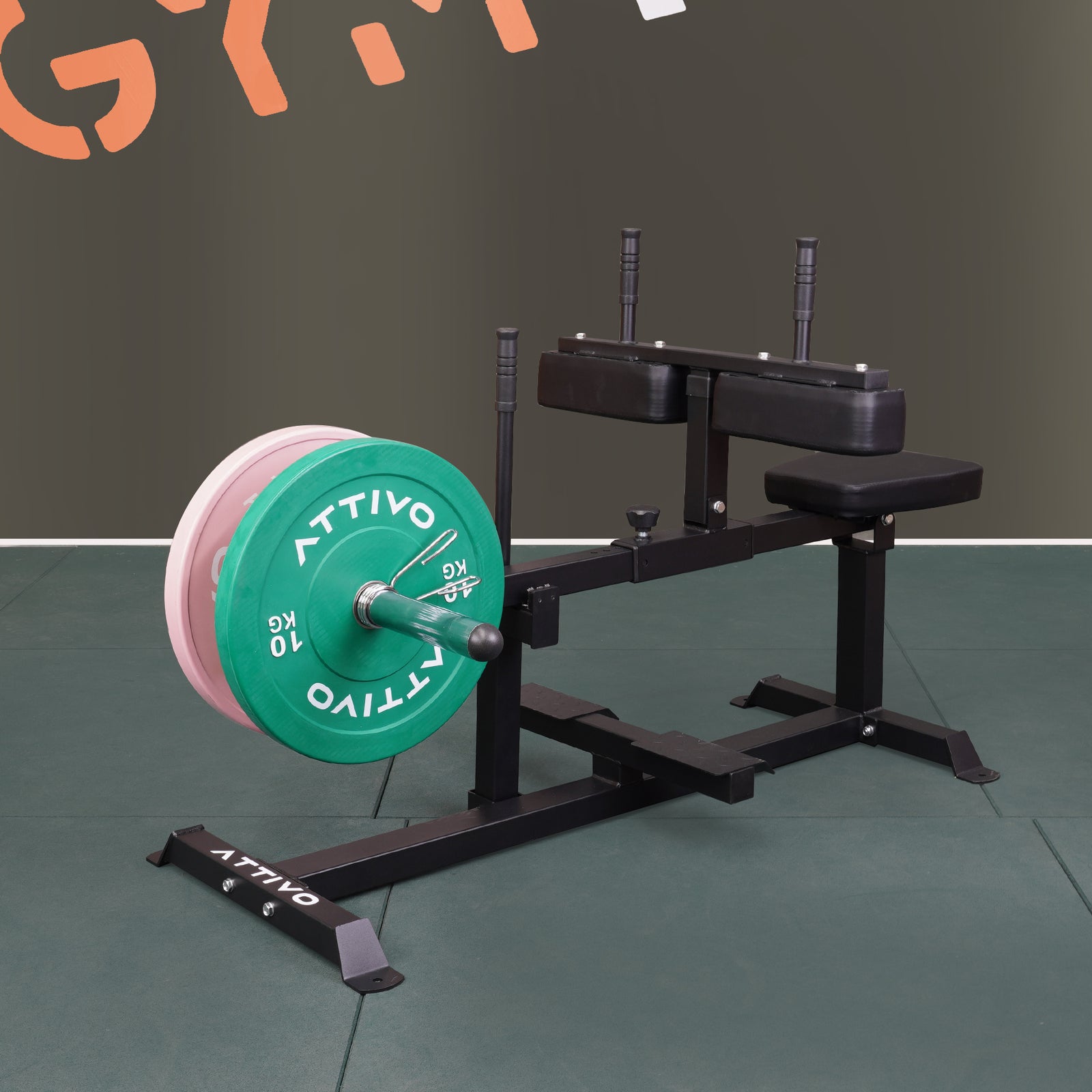 ATTIVO Seated Calf Raise, Weight Plate Loaded, Dual Olympic Weight Posts, Height Adjustable Thigh Pad, Lower Body Specialty Machine, Leg Day Machine