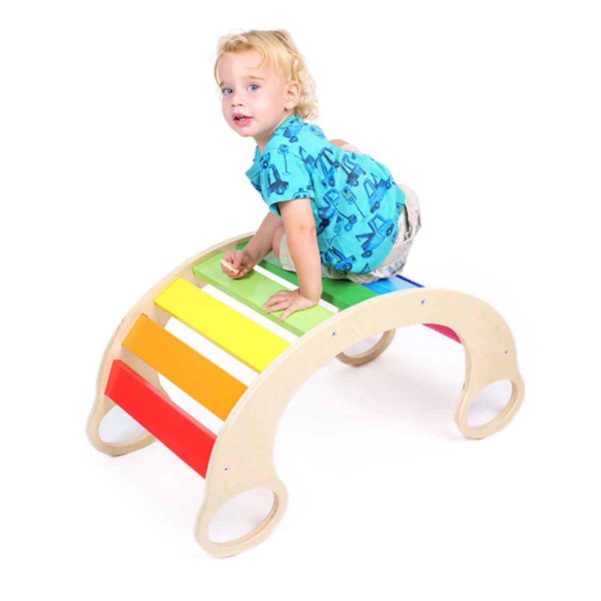 Wooden Rainbow Rocker Play Board Rocking Seesaw