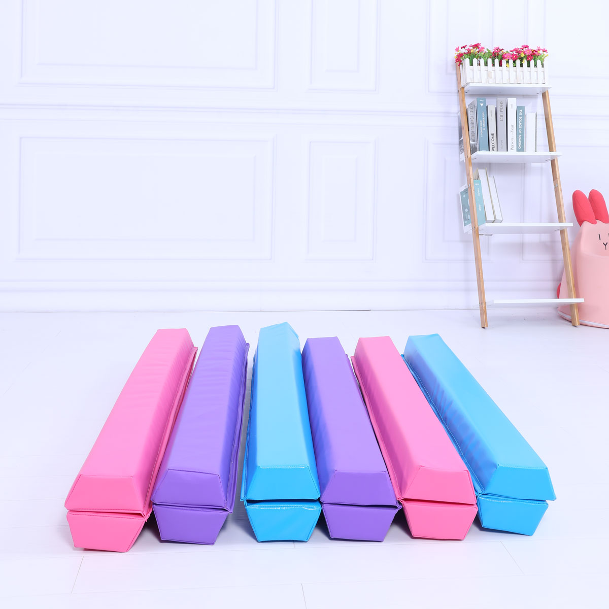 Starter Folding Gymnastics Balance Beam Practice Safe Balance Beam for Kids 240cm/270cm - Pink
